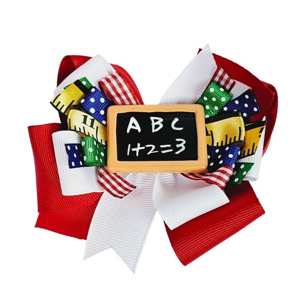 Vintage Lot of 2, Handmade Hair Bows Barrette Clip, Back to School, Sweet Pink - Picture 2 of 5